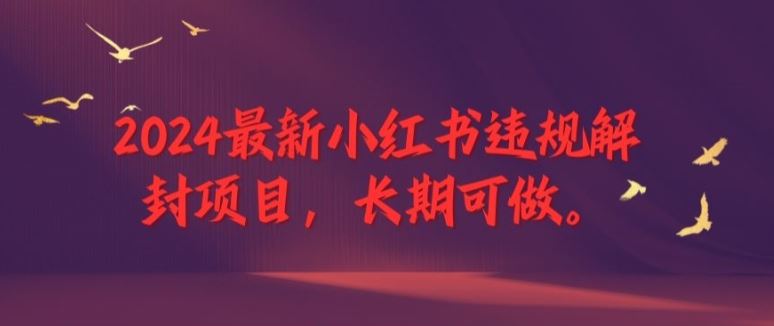 2024最新小红书违规解封项目,长期可做,一个可以做到退休的项目【揭秘】