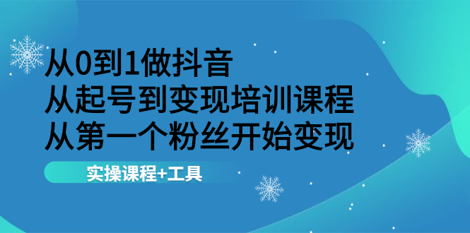 从0到1做抖音 从起号到变现培训课程 从第一个粉丝开始变现,实操课程+工具