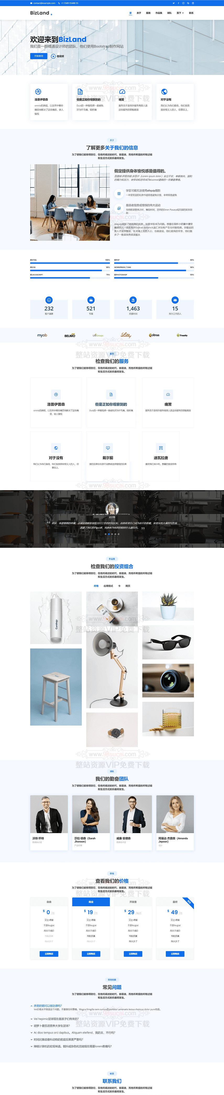 Bootstrap模板：电商程序公司展示BizLand模板