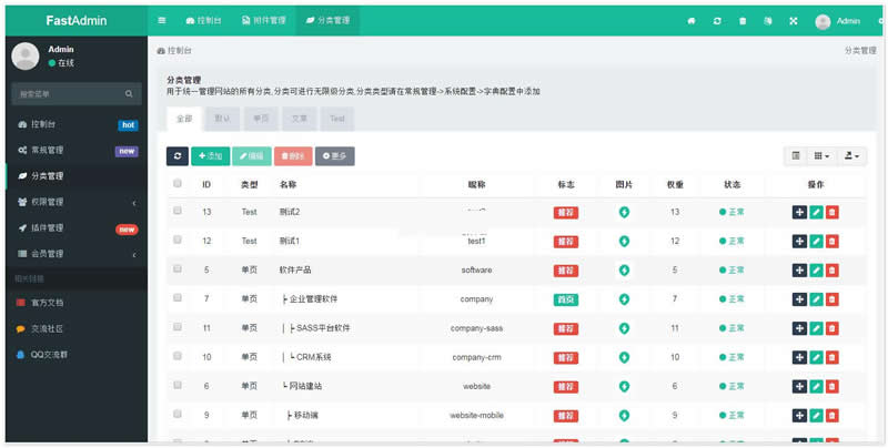 FastAdmin后台开发框架 v1.0 bulid0228