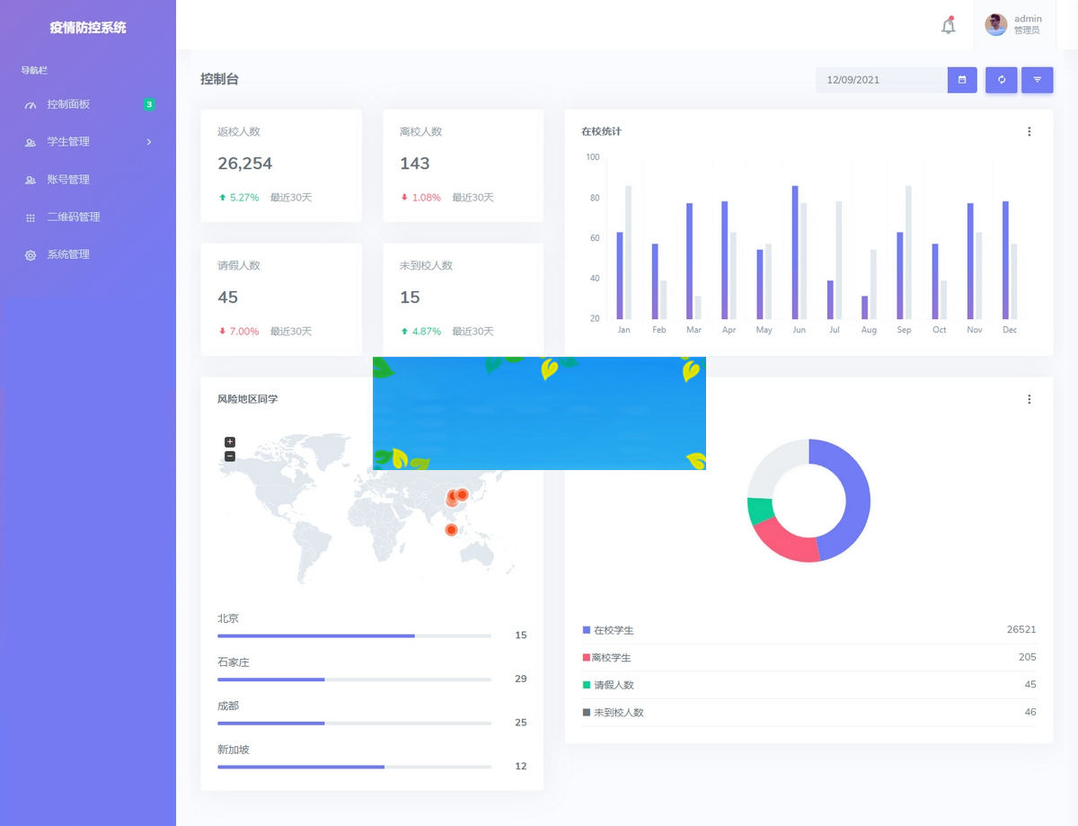 thinkphp6.0框架开发 校园疫情防控进出登记管理系统源码