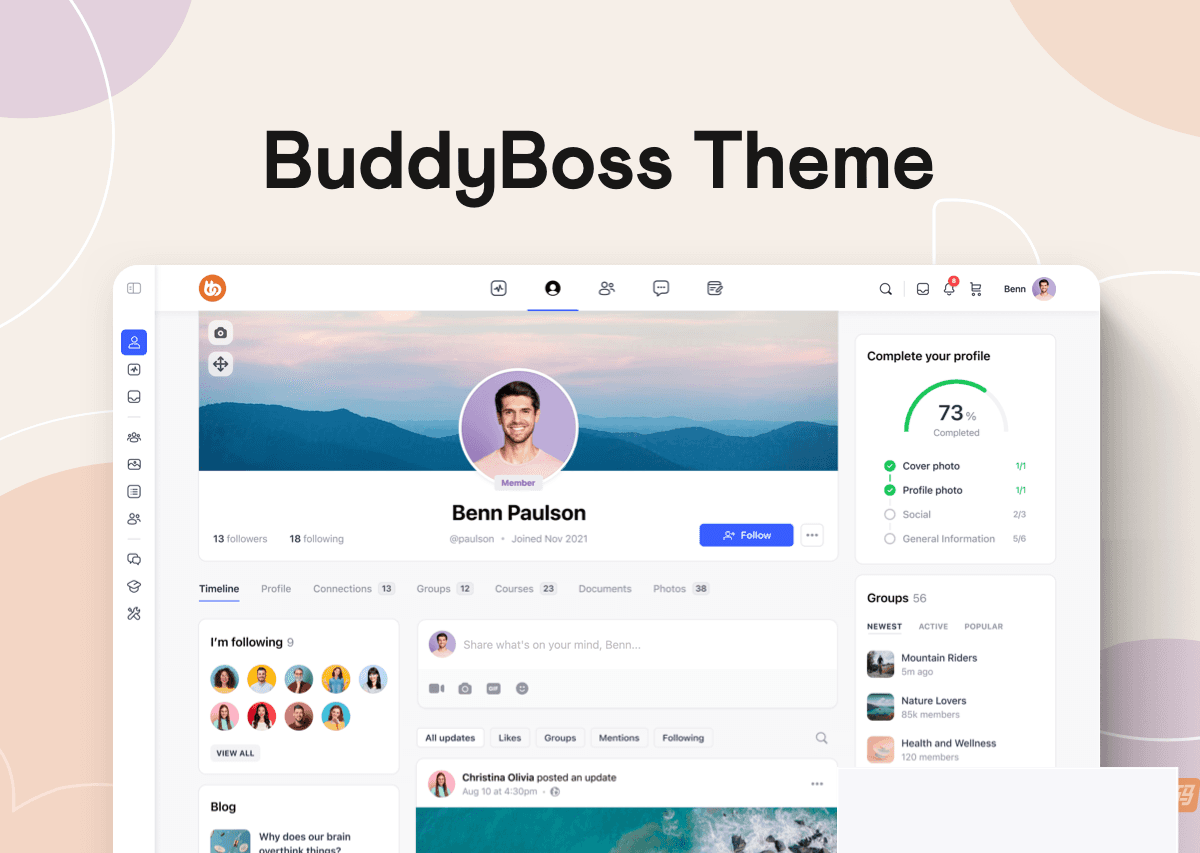 WordPress 定制主题BuddyBoss v2.4.3神仙道：共性化水平到达新高