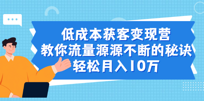 **低成本流量变现营：揭秘流量持续涌入的秘籍，轻松实现月入10万**