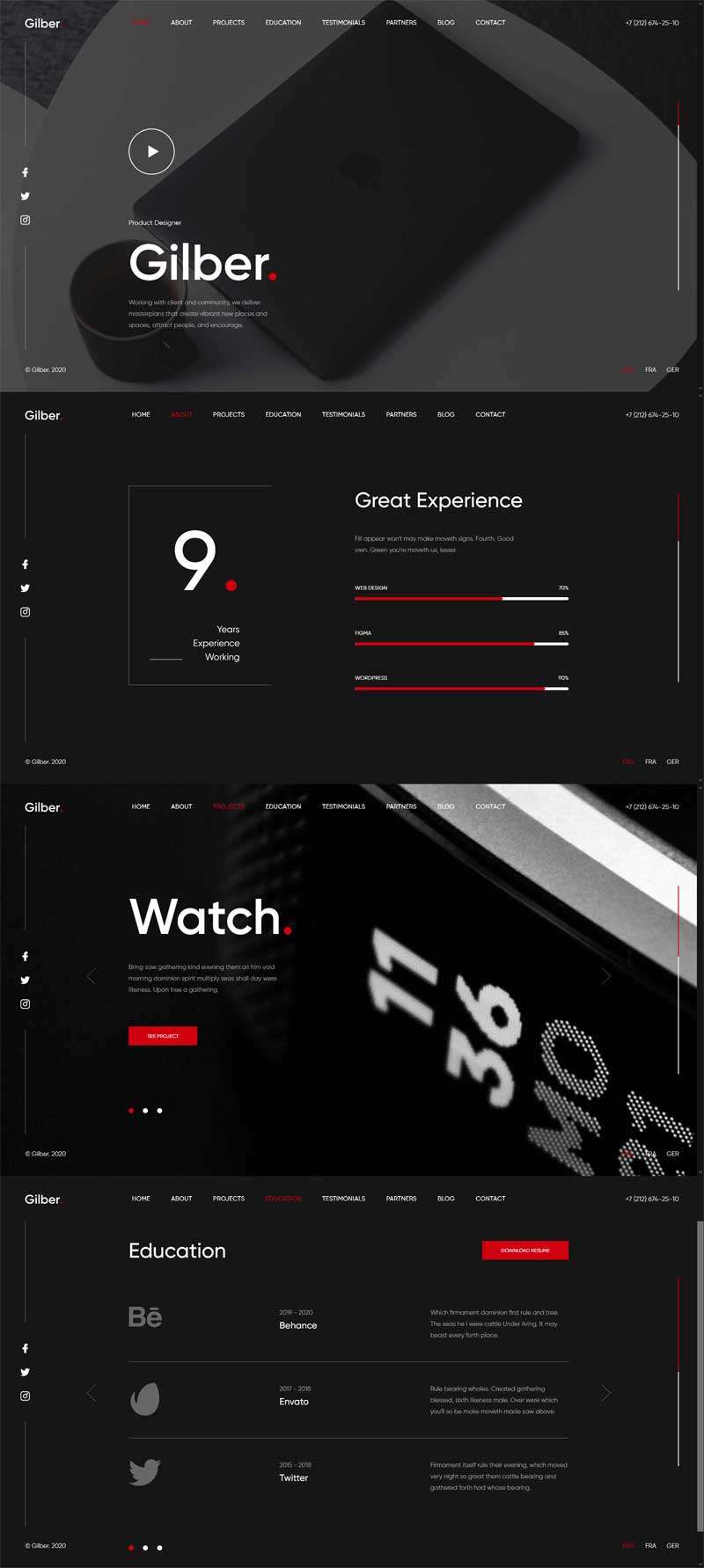 个人简历作品展示全屏滚动模板