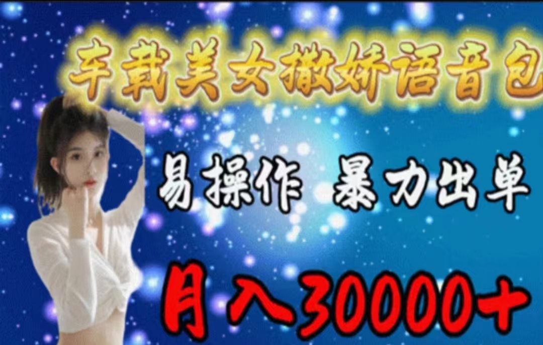 车载美女撒娇语音包,执行就出单,月入3000+,小白看完课程就能马上实操